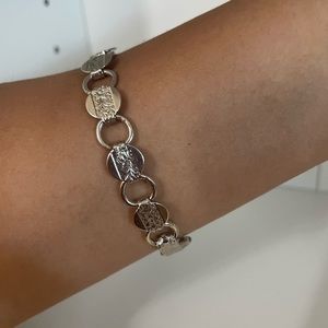 Vintage 80’s Silver Metal statement signed Sarah bracelet size 7inch